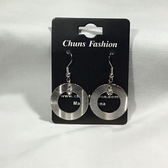 Textured Circle Dangle Earrings (UC3) - Picture 3 of 7